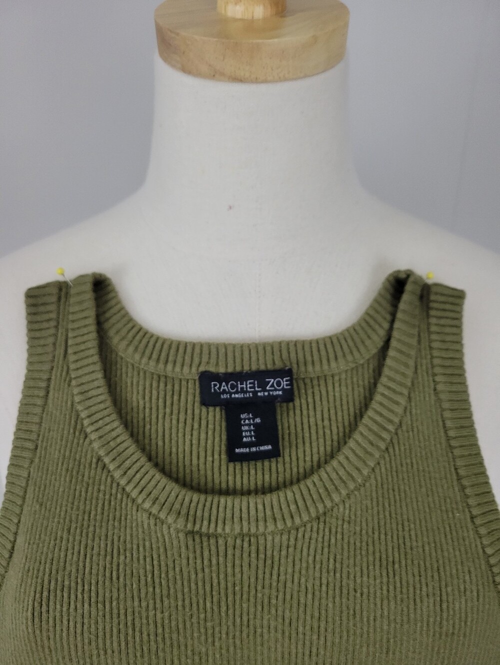 Rachel Zoe Olive Ribbed Tank Midi Fit Dress - Picture 6 of 6
